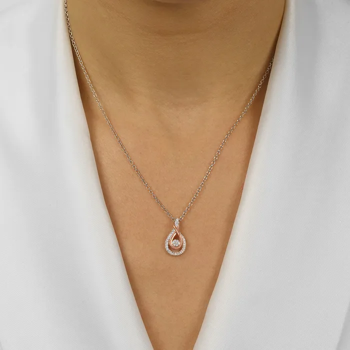 Necklaces International Diamond Center Diamond Rhythm Of Love Cluster Love Knot Pendant In Sterling Silver 017CTW