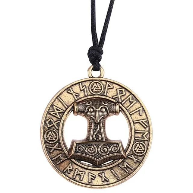 Necklaces Valhalla Vikings Thor Hammer Necklace Runic Circle