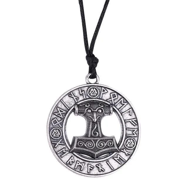 Necklaces Valhalla Vikings Thor Hammer Necklace Runic Circle