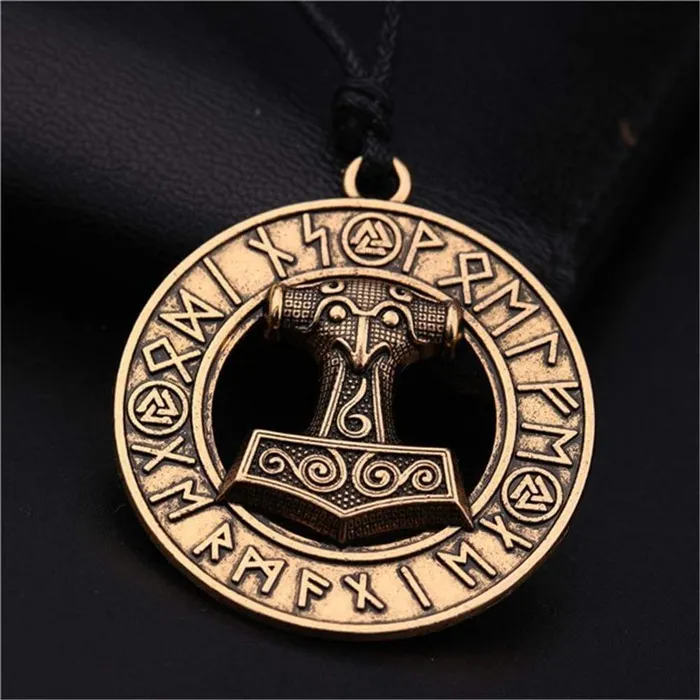Necklaces Valhalla Vikings Thor Hammer Necklace Runic Circle