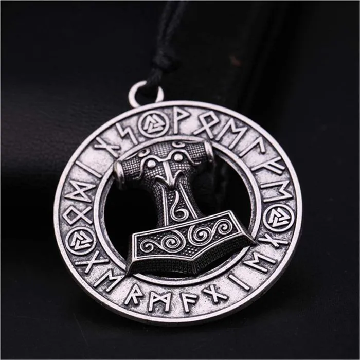 Necklaces Valhalla Vikings Thor Hammer Necklace Runic Circle