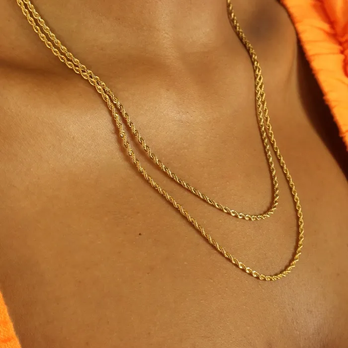 Omolola Jewellery Sade 18ct gold plated stainless steel rope necklace Necklaces