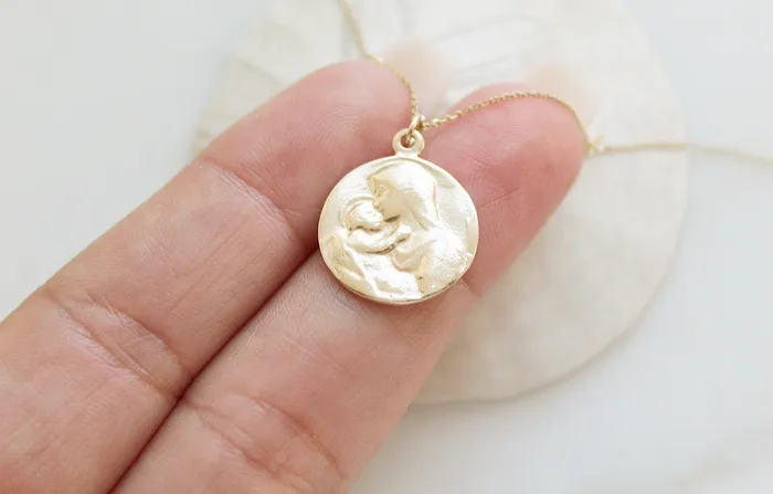 TheLittleCatholic Necklaces 14k Gold Jesus Mary Necklace