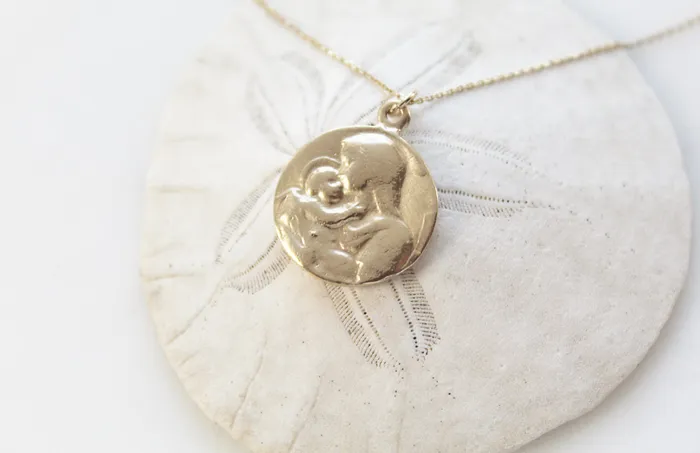 TheLittleCatholic Necklaces 14k Gold Jesus Mary Necklace