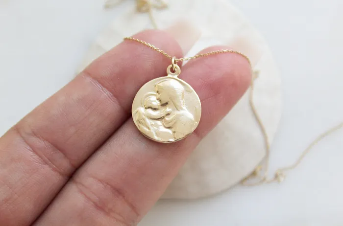 TheLittleCatholic Necklaces 14k Gold Jesus Mary Necklace