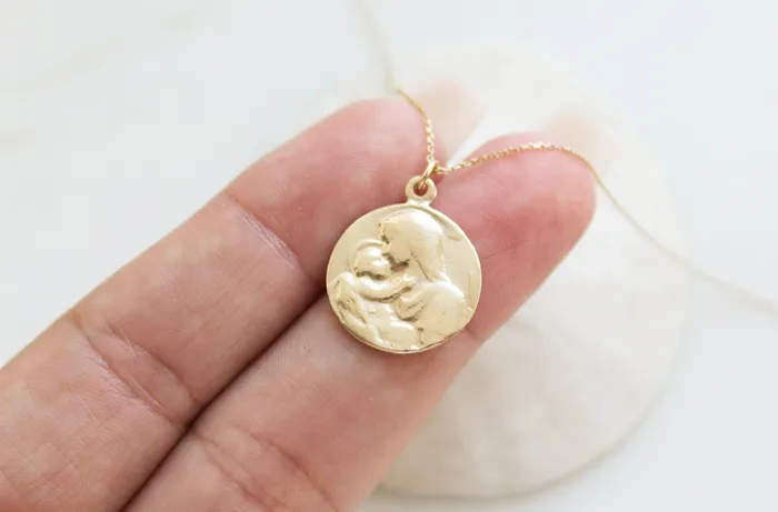 TheLittleCatholic Necklaces 14k Gold Jesus Mary Necklace