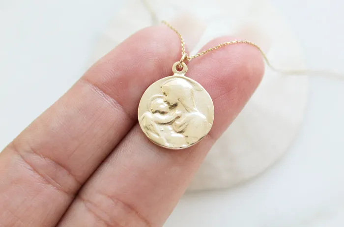 TheLittleCatholic Necklaces 14k Gold Jesus Mary Necklace