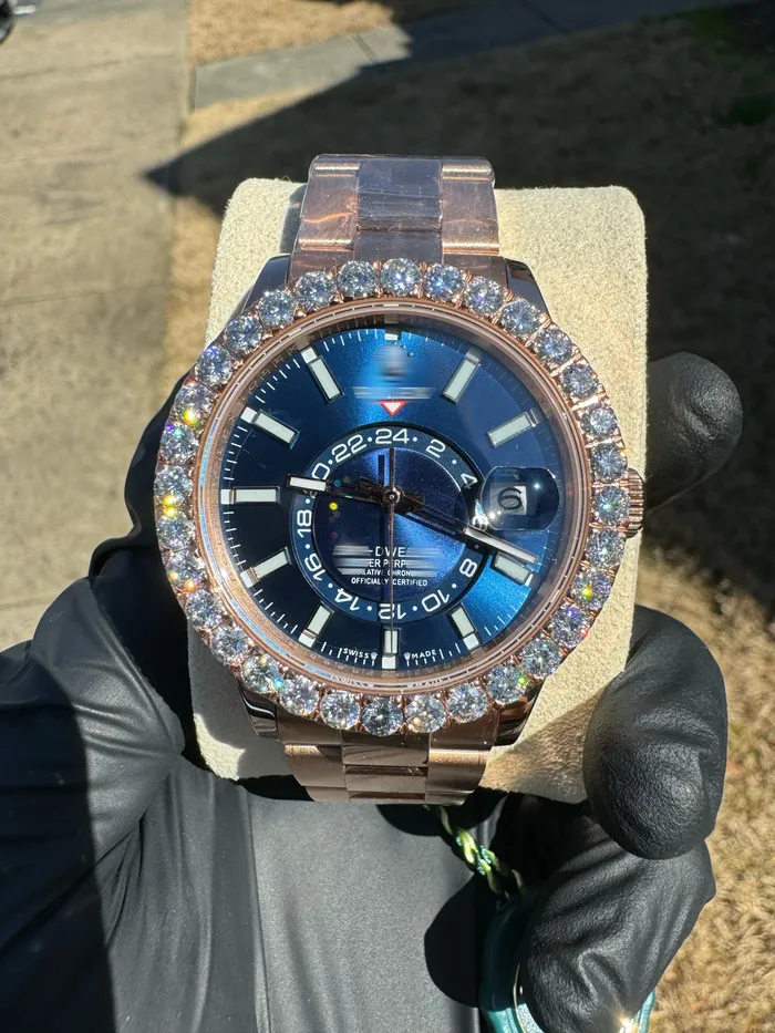 Watches DripGawd Jewelry Custom Moissanite Sky Watch Blue Face