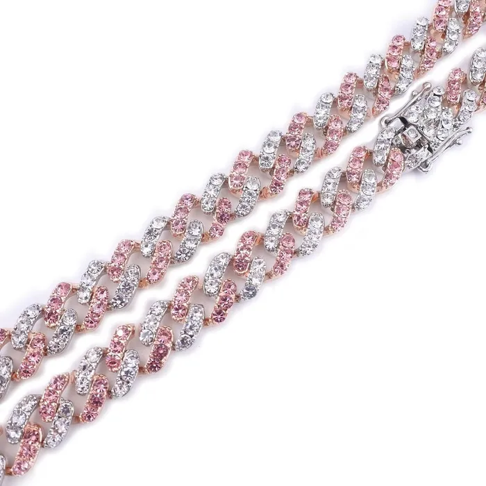 12mm Two Tone Miami Cuban Chain and FREE Bracelet Jewelhery Bracelets