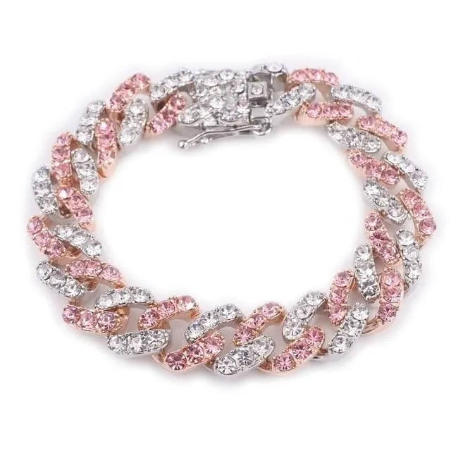 12mm Two Tone Miami Cuban Chain and FREE Bracelet Jewelhery Bracelets