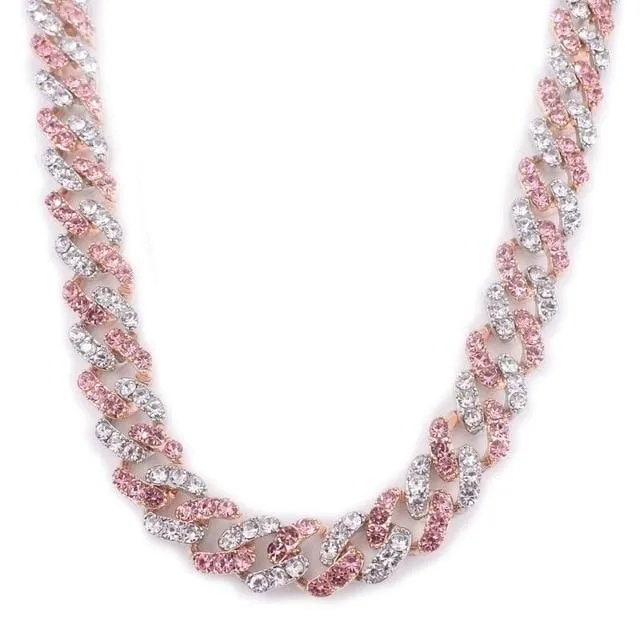 12mm Two Tone Miami Cuban Chain and FREE Bracelet Jewelhery Bracelets