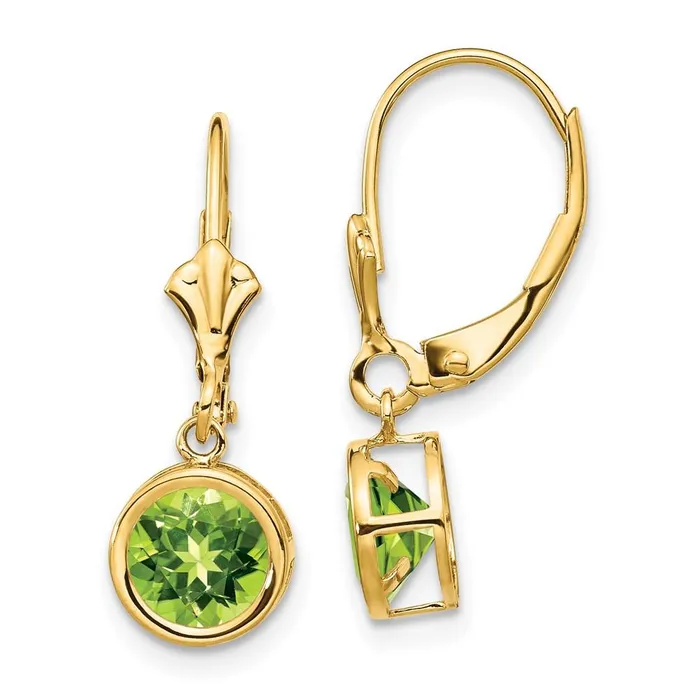 14k 6mm Peridot Leverback Earrings Jewelry Earrings