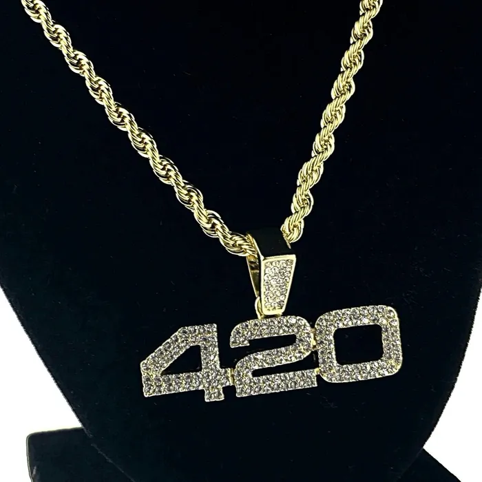 14K Gold Plated 420 Pendant Rope Chain Weed Marijuana Necklace 24 Bling Cartel Necklaces 14K Gold Plated 420 Pendant Rope Chain Weed Marijuana Necklace 24 Bling Cartel Necklaces