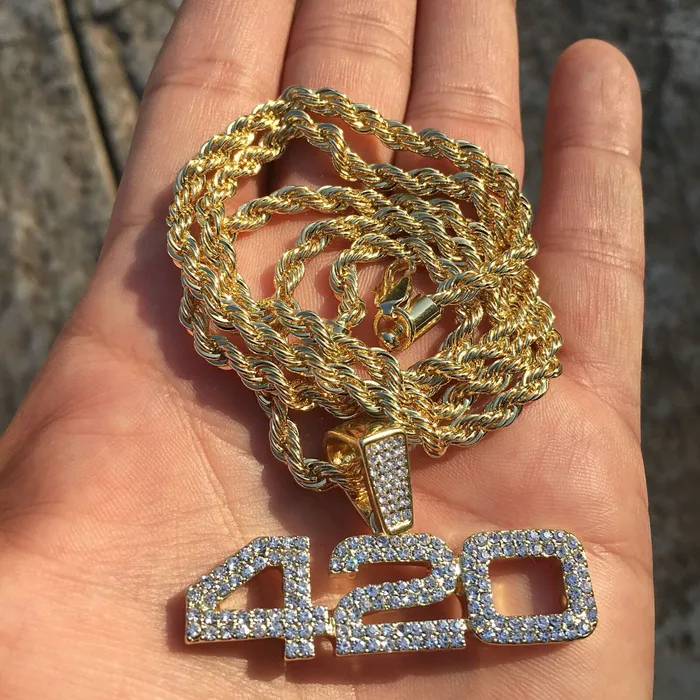 14K Gold Plated 420 Pendant Rope Chain Weed Marijuana Necklace 24 Bling Cartel Necklaces 14K Gold Plated 420 Pendant Rope Chain Weed Marijuana Necklace 24 Bling Cartel Necklaces