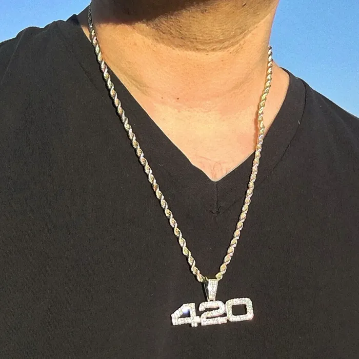 14K Gold Plated 420 Pendant Rope Chain Weed Marijuana Necklace 24 Bling Cartel Necklaces 14K Gold Plated 420 Pendant Rope Chain Weed Marijuana Necklace 24 Bling Cartel Necklaces