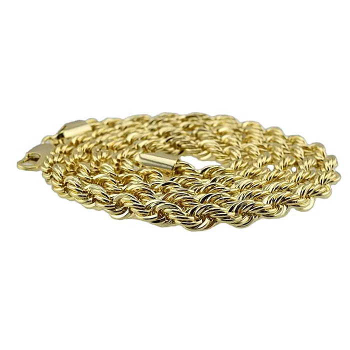 14K Gold Plated Rope Chain Necklace 5mm x 30 Inch Bling Cartel Necklaces