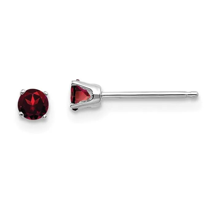 14k White Gold 3mm Garnet Stud Earrings Jewelry Earrings