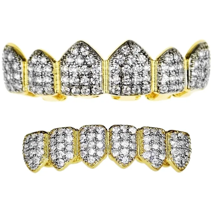 18k Gold Plated Iced CZ 2Tone Iced Flooded Out Grillz Set Bling Cartel Admin PreStyled Sets 18k Gold Plated Iced CZ 2Tone Iced Flooded Out Grillz Set Bling Cartel Admin PreStyled Sets
