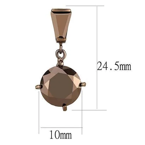 3W1133 IP Coffee light Brass Earrings with AAA Grade CZ in Light Coffee Alamode Earrings