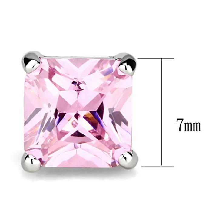 3W531 Rhodium Brass Earrings with AAA Grade CZ in Rose Alamode Earrings