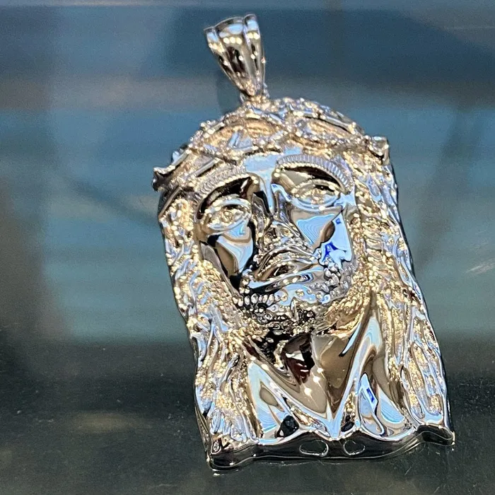 925 Sterling Silver Real VS Diamonds Jesus Head Pendant Medium SZ 175 Bling Cartel Admin Necklaces