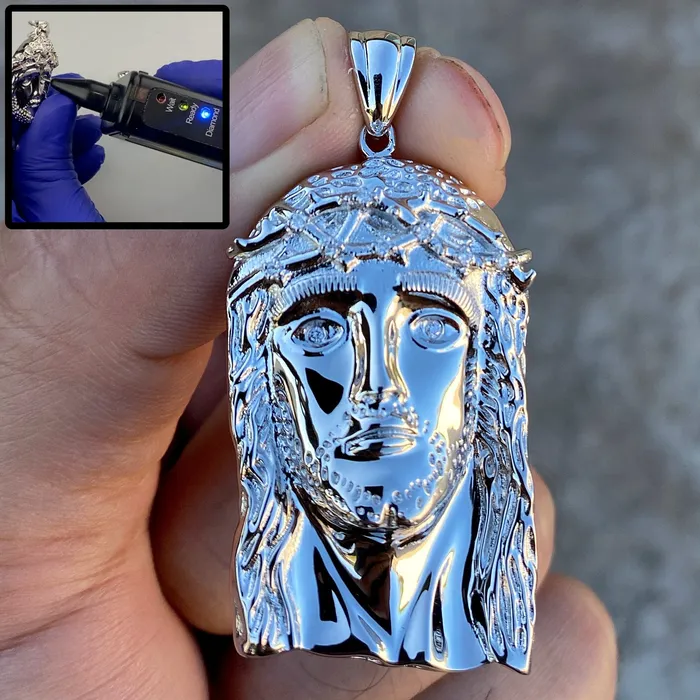 925 Sterling Silver Real VS Diamonds Jesus Head Pendant Medium SZ 175 Bling Cartel Admin Necklaces