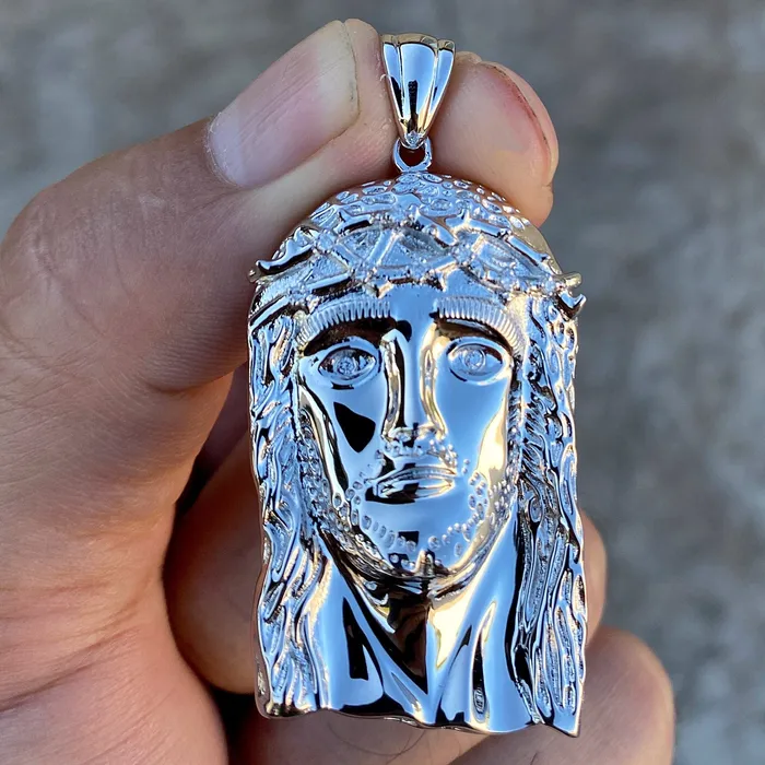 925 Sterling Silver Real VS Diamonds Jesus Head Pendant Medium SZ 175 Bling Cartel Admin Necklaces