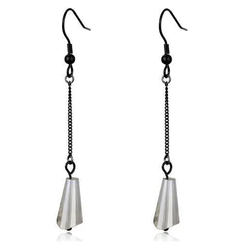 Alamode Earrings TK2381 IP BlackIon Plating Stainless Steel Earrings with Synthetic Synthetic Glass in Clear Alamode Earrings TK2381 IP BlackIon Plating Stainless Steel Earrings with Synthetic Synthetic Glass in Clear