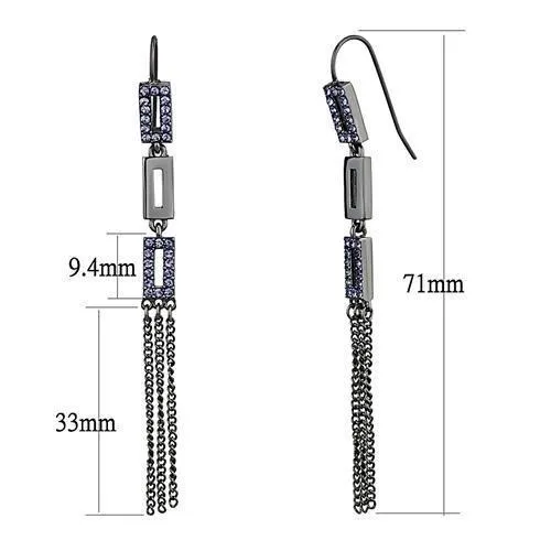 Alamode Earrings TK2722 IP Light Black IP Gun Stainless Steel Earrings with Top Grade Crystal in Tanzanite