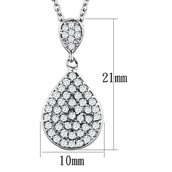 Alamode Necklaces 3W720 Rhodium Brass Necklace with AAA Grade CZ in Clear