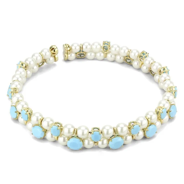 Alamode Necklaces LO4661 Gold Brass Necklace with Synthetic Glass Bead in White Alamode Necklaces LO4661 Gold Brass Necklace with Synthetic Glass Bead in White