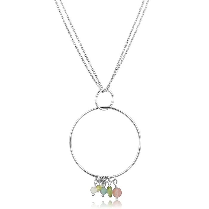 Alamode Necklaces LOS796 Silver 925 Sterling Silver Necklace with Synthetic Glass Bead in Multi Color Alamode Necklaces LOS796 Silver 925 Sterling Silver Necklace with Synthetic Glass Bead in Multi Color