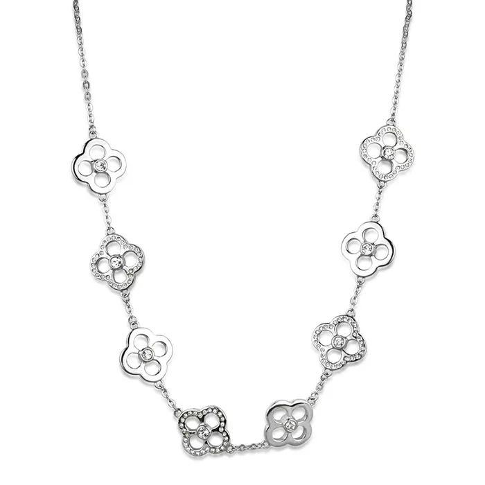 Alamode Necklaces LOS874 Rhodium 925 Sterling Silver Necklace with Top Grade Crystal in Clear Alamode Necklaces LOS874 Rhodium 925 Sterling Silver Necklace with Top Grade Crystal in Clear