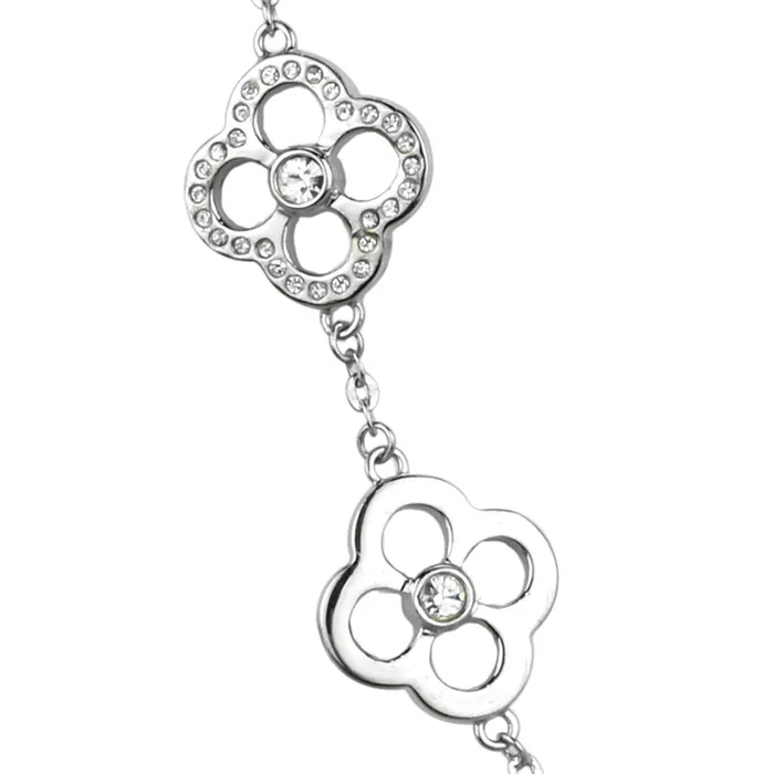 Alamode Necklaces LOS874 Rhodium 925 Sterling Silver Necklace with Top Grade Crystal in Clear