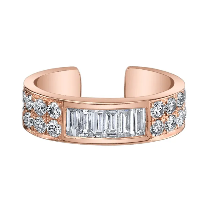 anitako Earrings BAGUETTE AND ROUND DIAMOND EAR CUFF