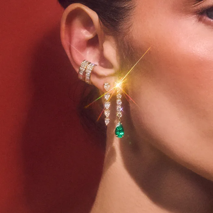 anitako Earrings BAGUETTE AND ROUND DIAMOND EAR CUFF