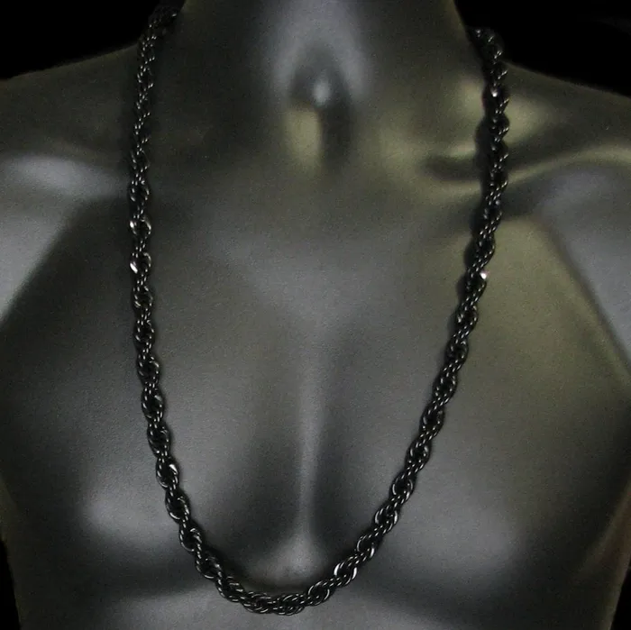 Black Rope Chain Necklace 10MM Thick 30 Inch Bling Cartel Admin Necklaces