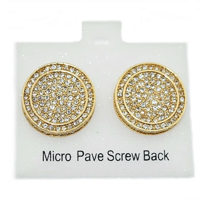 Bling Cartel Admin Earrings Round 19MM Gold Finish Screw Back Bling Earrings Bling Cartel Admin Earrings Round 19MM Gold Finish Screw Back Bling Earrings
