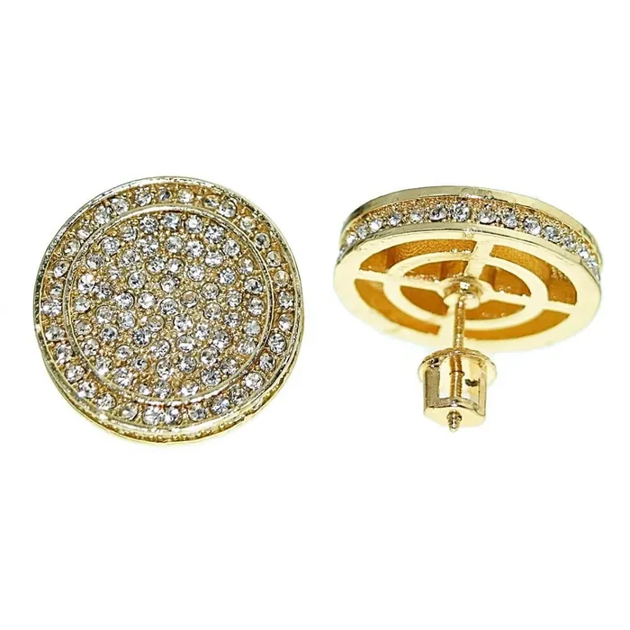 Bling Cartel Admin Earrings Round 19MM Gold Finish Screw Back Bling Earrings