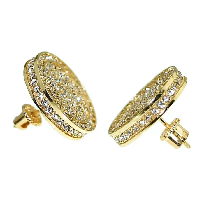Bling Cartel Admin Earrings Round 19MM Gold Finish Screw Back Bling Earrings