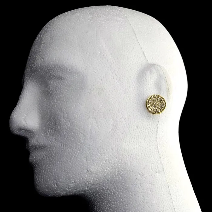 Bling Cartel Admin Earrings Round 19MM Gold Finish Screw Back Bling Earrings