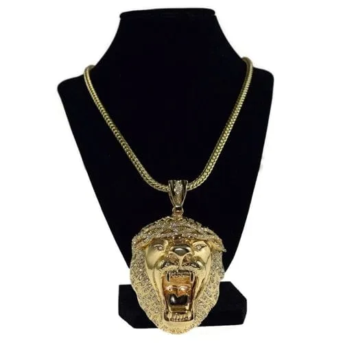 Bling Cartel Admin Necklaces Lion Head Gold Finish 36 Franco Chain Necklace Bling Cartel Admin Necklaces Lion Head Gold Finish 36 Franco Chain Necklace