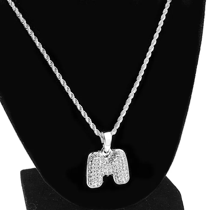Bling Cartel Admin Necklaces Silver Tone M Letter Micro Chain Rope Necklace