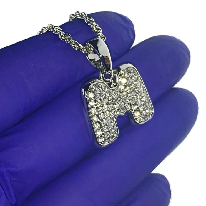 Bling Cartel Admin Necklaces Silver Tone M Letter Micro Chain Rope Necklace