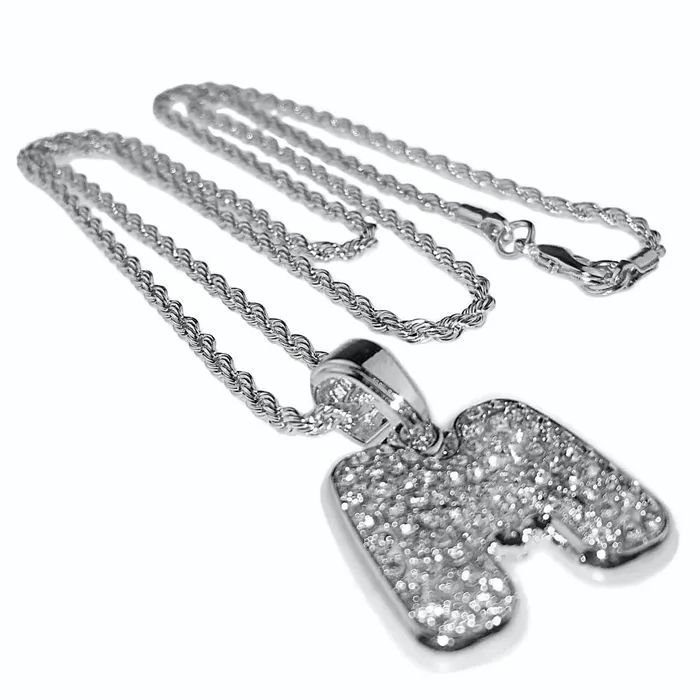 Bling Cartel Admin Necklaces Silver Tone M Letter Micro Chain Rope Necklace