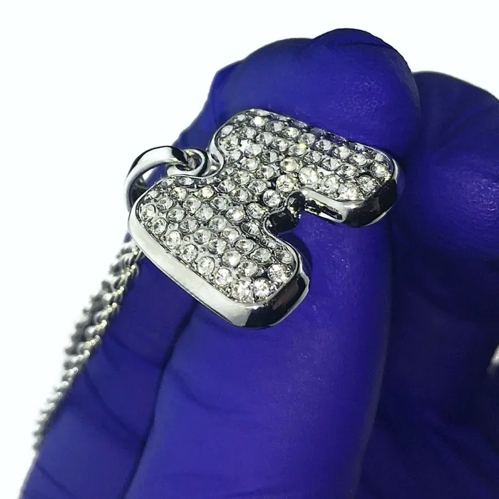 Bling Cartel Admin Necklaces Silver Tone M Letter Micro Chain Rope Necklace