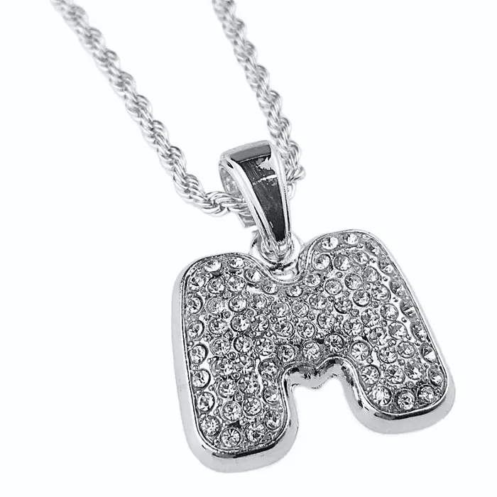 Bling Cartel Admin Necklaces Silver Tone M Letter Micro Chain Rope Necklace