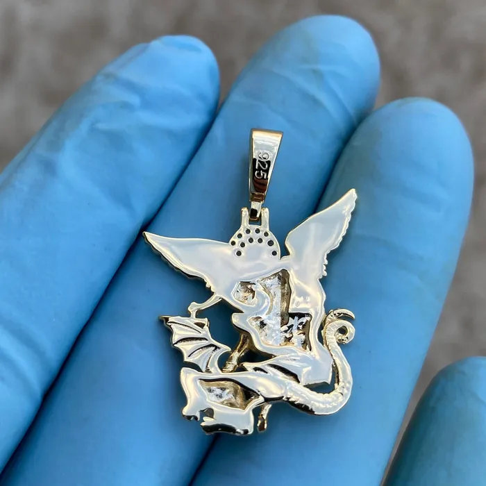 Bling Cartel Necklaces 14K Gold Plated 925 Sterling Silver St Saint Michael Archangel Pendant