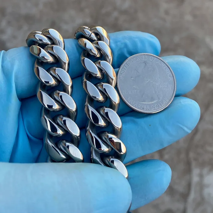 Bling Cartel Necklaces 316L Stainless Steel Chain Miami Cuban Link Necklace 30 x 14MM