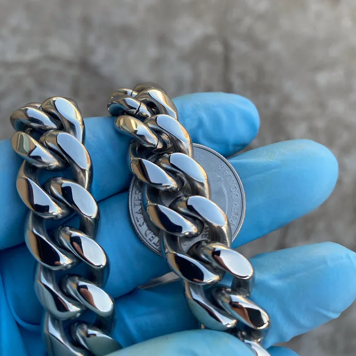 Bling Cartel Necklaces 316L Stainless Steel Chain Miami Cuban Link Necklace 30 x 14MM